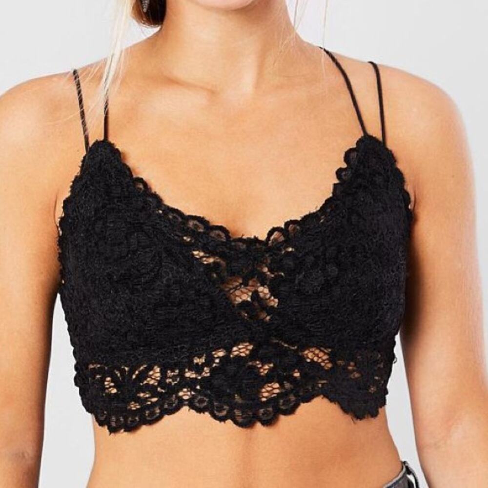 Free People Celine Velvet Bralette Black Women's Size XS New With Tags